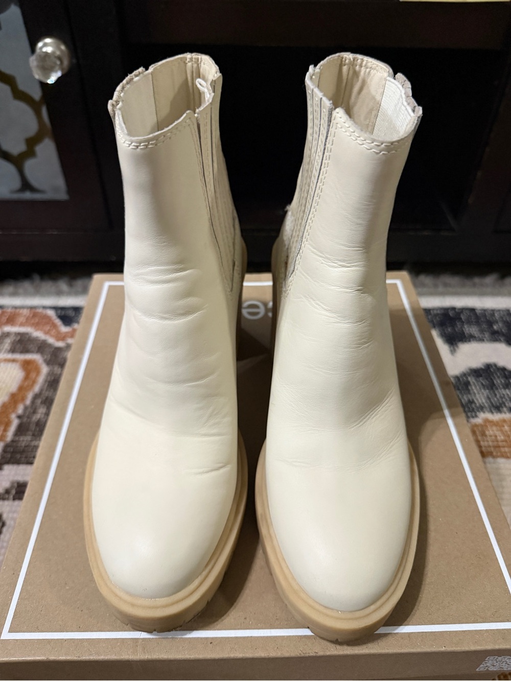 Dolce Vita Cream Chelsea Platform Ankle Boots